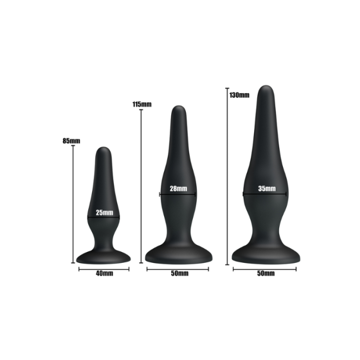 Siyah Gerçekçi Silikon Anal Plug Set