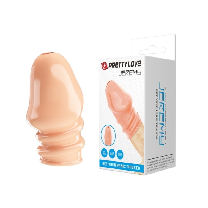 Jeremy Geciktirici ve Sertleştirici TPR Penis Kılıfı Ten Rengi
