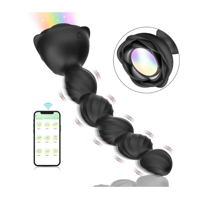 Siyah Telefon Kontrollü Boğumlu Anal Plug