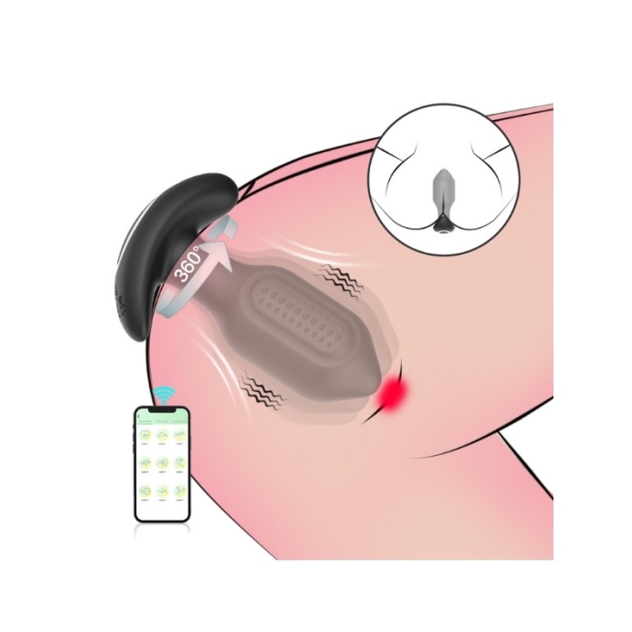 9 Titreşim Modlu Siyah Telefon Kontrollü Titreşimli Anal Plug No:1