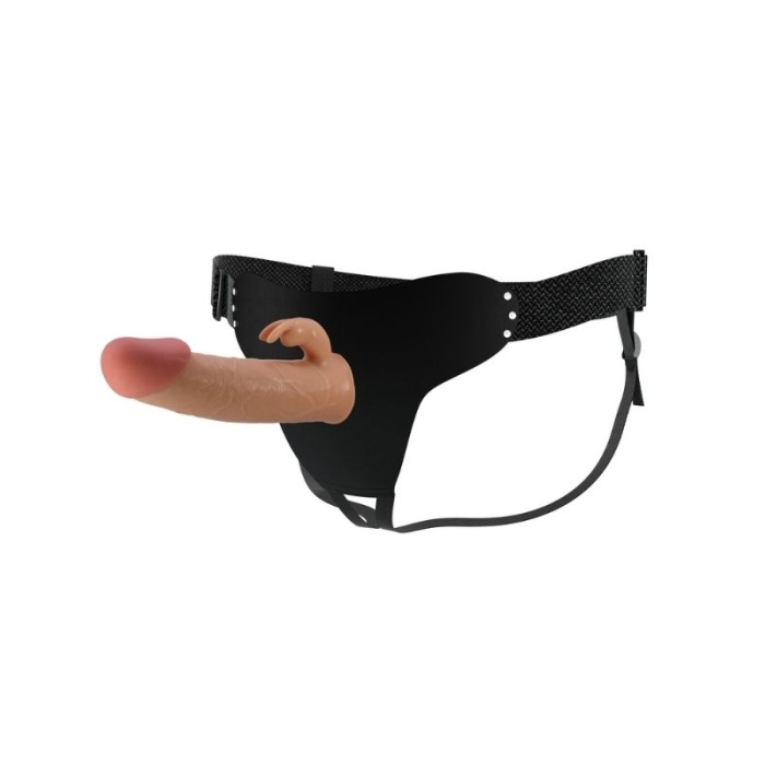 19 cm Dolgulu Gerçekçi Silikon İçi Boş Çatal Protez Belden Bağlamalı Dildo