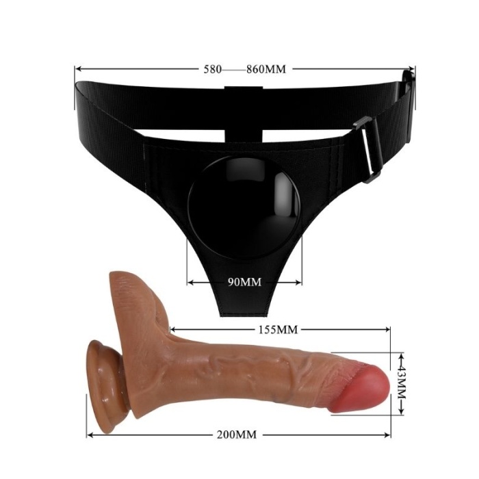 20 cm Püskürtmeli ve Titreşimli Belden Bağlamalı Dildo Vibratör