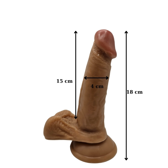 18 cm Gerçekçi Testisli Melez Dildo