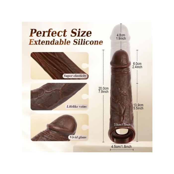 20 cm Süper Realistik Telefon Kontrollü Melez Penis Kılıfı