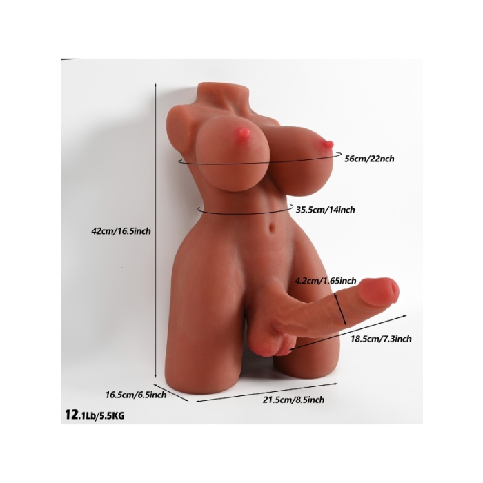 5.5 KG Süper Gerçekçi Melez Yarım Vücut Trans Vajina Mastürbatör Dildo