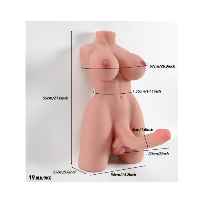 Gerçekçi 9 Kg Yarım Vücut Trans Vajina Penis Mastürbatör