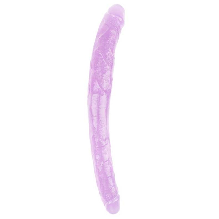 45 cm Şeffaf Jel Çift Taraflı Mor Dildo