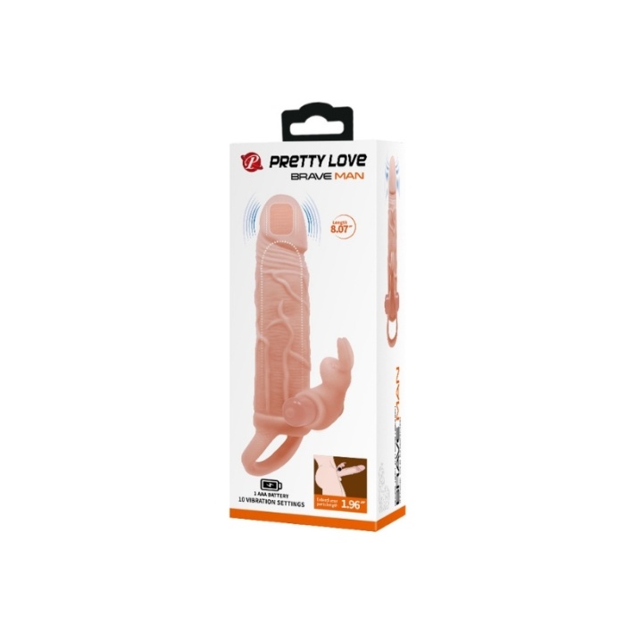 Brave Man Gerçekçi Görünümlü Titreşimli Penis Kılıfı