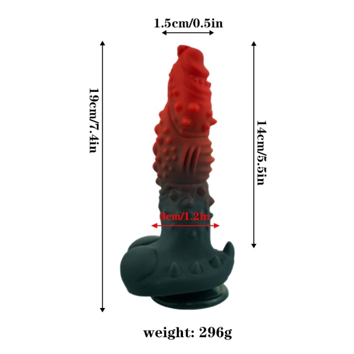 Kırmızı Siyah Canavar Dildo Model 1