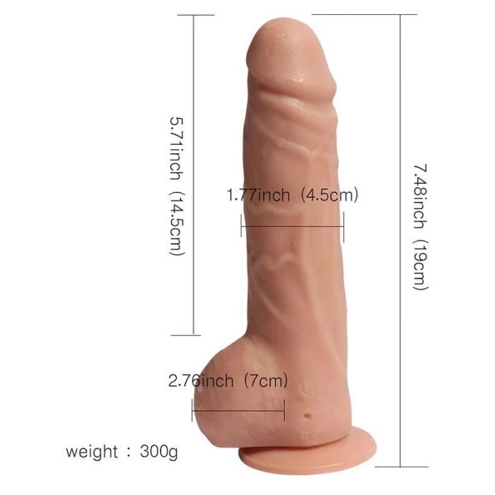 Gerçekçi Silikon Vantuzlu Şarj Edilebilir Uzaktan Kumandalı Titreşimli Dildo 19 Cm