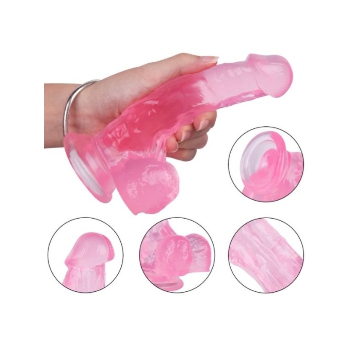 18 cm Vantuzlu Belden Bağlanabilen Damarlı Pembe Dildo