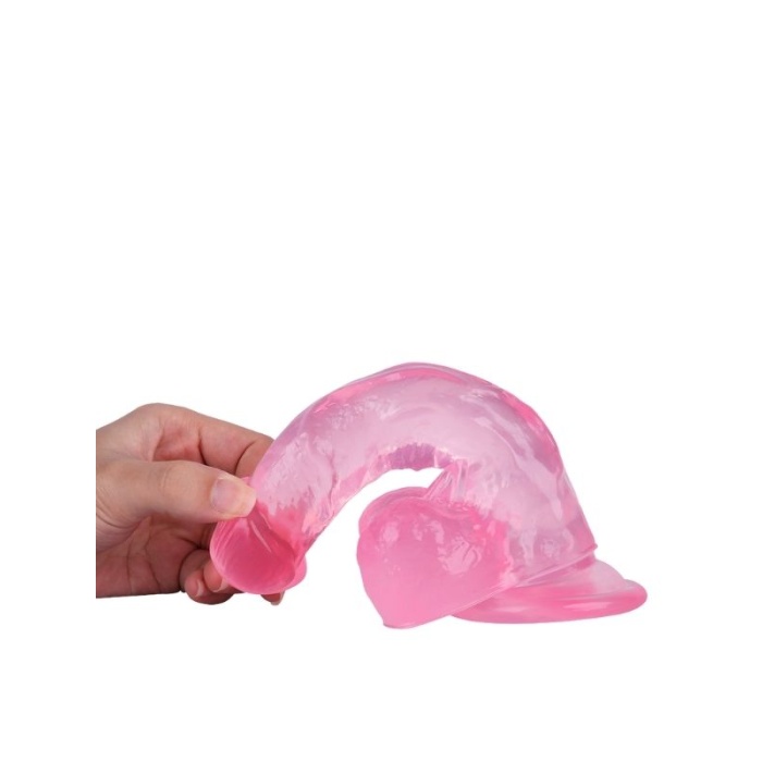 18 cm Vantuzlu Belden Bağlanabilen Damarlı Pembe Dildo