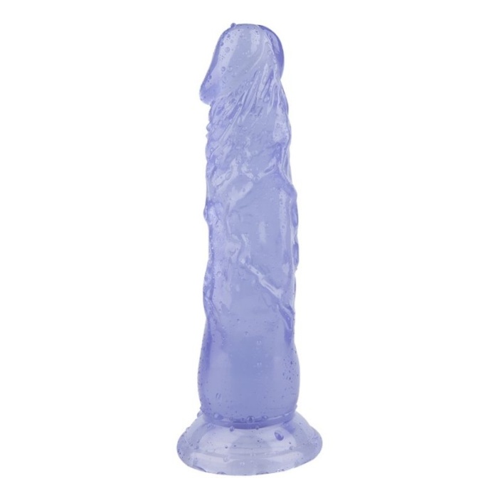 20 cm Vantuzlu Belden Bağlanabilen Damarlı Mor Dildo