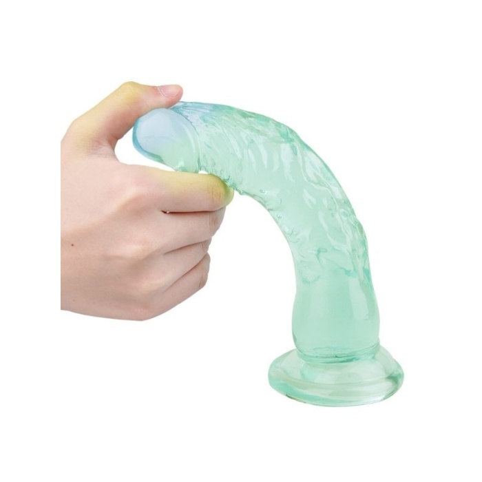 20 cm Vantuzlu Belden Bağlanabilen Damarlı Yeşil Dildo