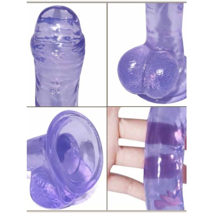 19 cm Vantuzlu Belden Bağlanabilen Damarlı Mor Dildo