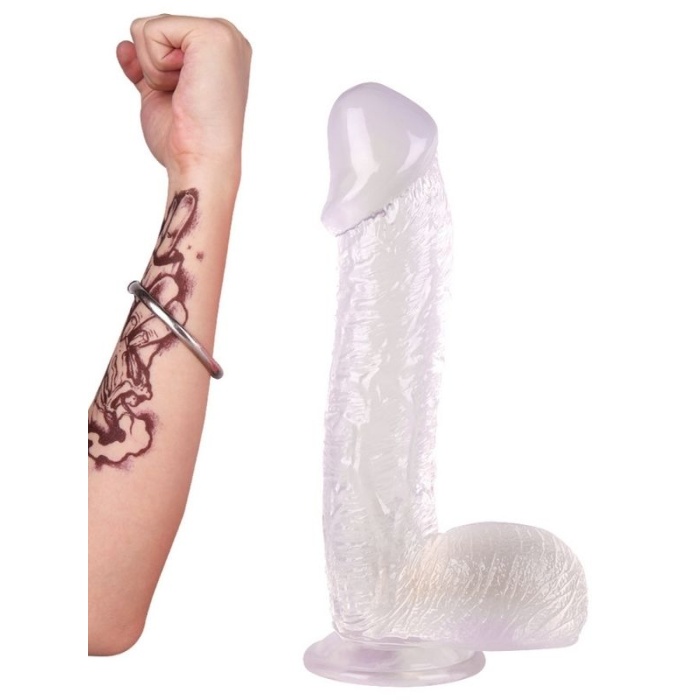 28 cm Vantuzlu Belden Bağlanabilen Beyaz Dildo