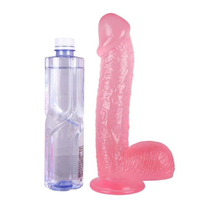 28 cm Vantuzlu Damarlı Belden Bağlanabilen Pembe Dildo