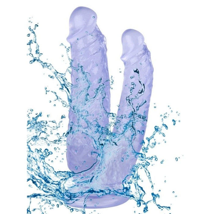 19 cm Vantuzlu Belden Bağlanabilen Mor Çiftli Dildo