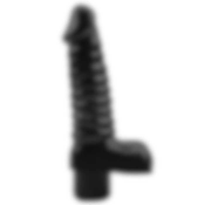 Siyah Silikon Tırtıklı Dildo Vibratör 19 Cm