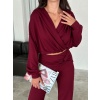 Oysh kruvaze modal kumaş takım bordo