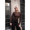 ZARA SIRT DEKOLTELİ BLUZ KAHVE