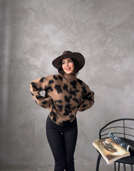 kaşmir leopar desenli triko