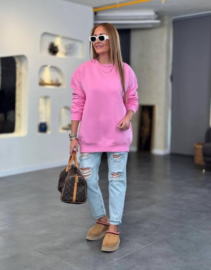 3 iplik premıum sweatshirt pembe