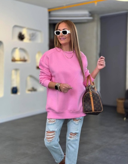 3 iplik premıum sweatshirt pembe