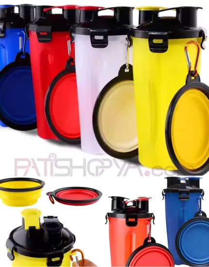 EVCİL HAYVAN SEYEHAT SULUĞU + KATLANABİLİR MAMA KABI SET