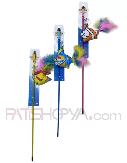 12Lİ PAKET BALIK MOTİFLİ PLASTİK KEDİ OYUN OLTASI