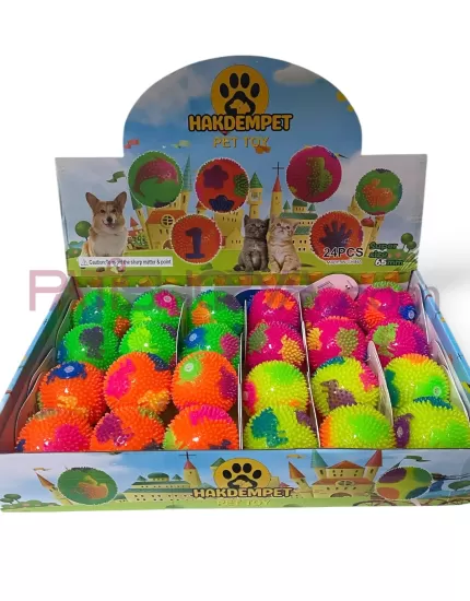 Yengeç Desenli IŞIKLI SESLİ Oyun Topu 6,5 cm (24LÜ KUTU)
