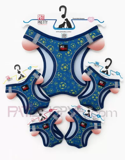 PET PRETTY SARI-LACİVERT TARAFTAR 5Lİ GÖĞÜS TASMA SET XS-S-M-L-XL