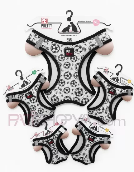 PET PRETTY SİYAH-BEYAZ 5Lİ GÖĞÜS TASMA SET XS-S-M-L-XL