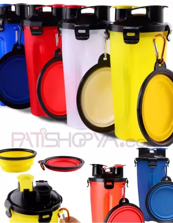 EVCİL HAYVAN SEYEHAT SULUĞU + KATLANABİLİR MAMA KABI SET