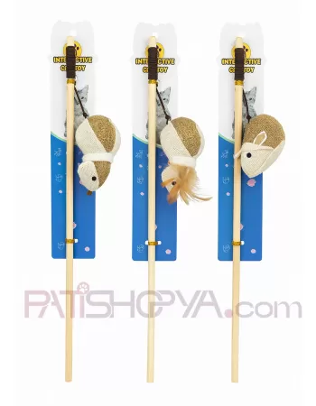 Kumaş Motifli Ahşap Kedi Oyun Oltası