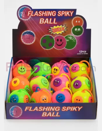 IŞIKLI SESLİ İPLİ Gülenyüz Oyun Topu 7,5 cm (12Lİ KUTU)