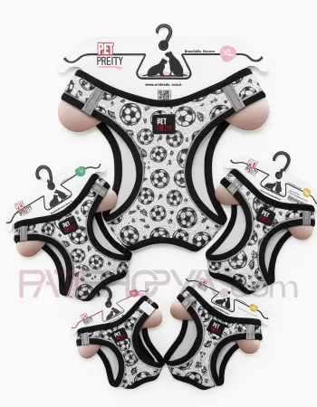 PET PRETTY SİYAH-BEYAZ 5Lİ GÖĞÜS TASMA SET XS-S-M-L-XL