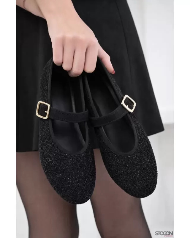 STOCON Tüvit Kumaş Babet Şık Tokalı Ortopedik Taban Günlük Ayakkabı Ofis Ayakkabıs