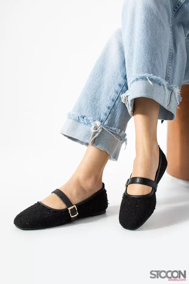 STOCON Tüvit Kumaş Babet Şık Tokalı Ortopedik Taban Günlük Ayakkabı Ofis Ayakkabıs