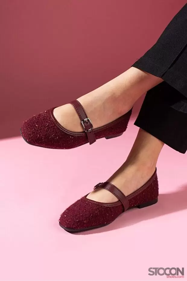 STOCON Tüvit Kumaş Babet Şık Tokalı Ortopedik Taban Günlük Ayakkabı Ofis Ayakkabısı