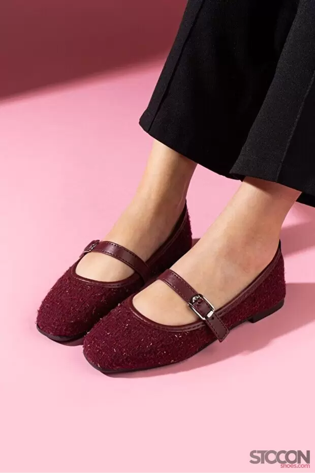 STOCON Tüvit Kumaş Babet Şık Tokalı Ortopedik Taban Günlük Ayakkabı Ofis Ayakkabısı