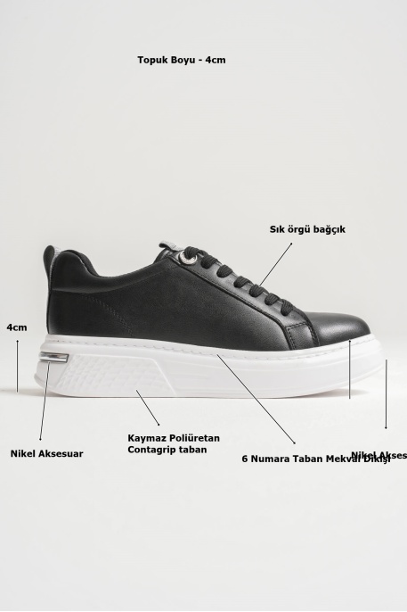 Liza Kadın Şık Günlük Siyah Sneaker