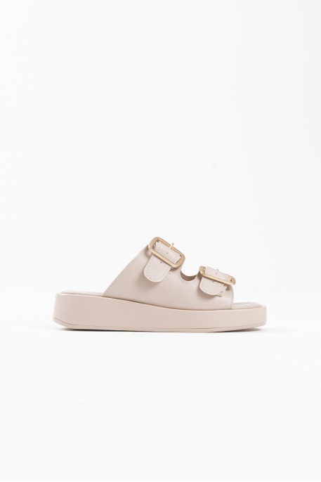 Bej Cilt Kadın Tokalı Terlik TR17MY01C