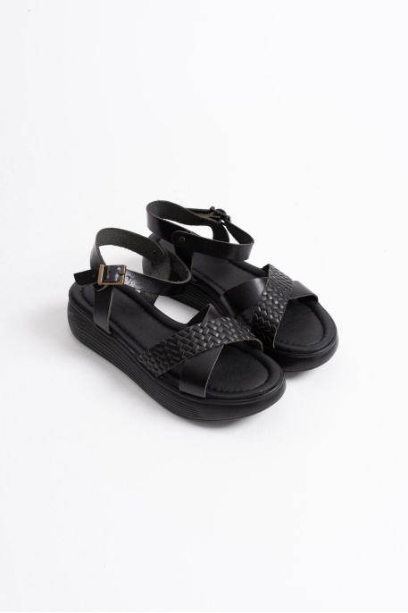 Siyah Hakiki Deri Sandalet TR31MY58A