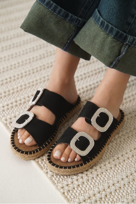 Süet Siyah Taşlı Kadın Terlik TR35MY05A