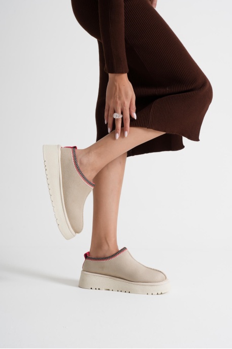 Kadın Bej Kışlık Kürklü Terlik TR14MK01B
