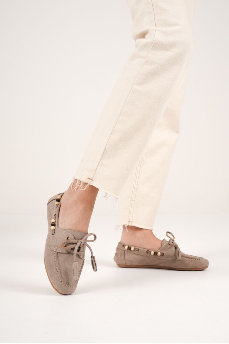 Kadın Vizon Boncuklu Günlük Süet Ayakkabı TR27MS07D