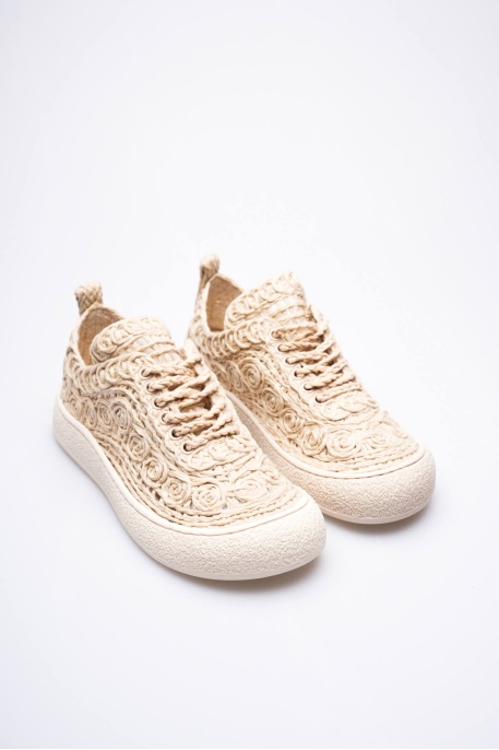 Kadın Bej Örgü Detaylı Günlük Sneaker Rahat ve Hafif Spor Ayakkabı TR01MY01C