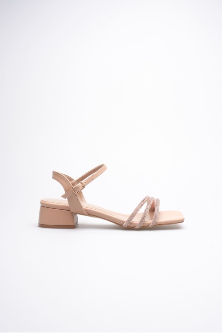 Kadın Nude Taş Detaylı Kalın Topuklu Şık Sandalet TR20MY26D