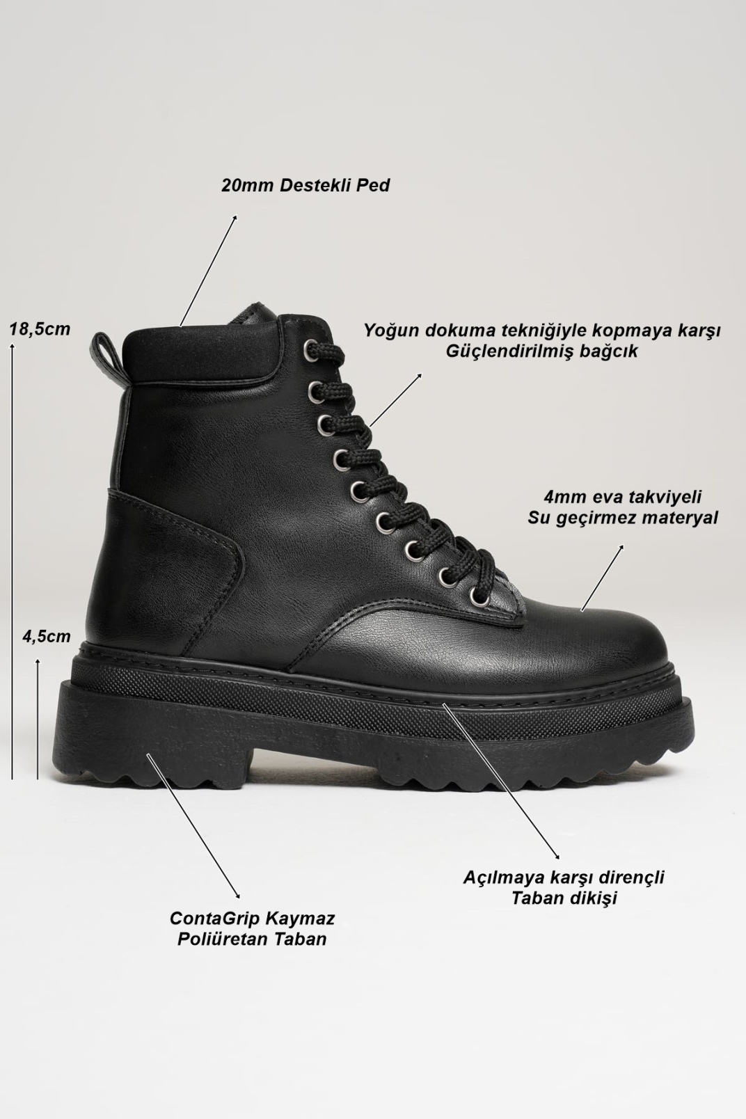 Fiora Kadın Kışlık Kalın Tabanlı Siyah Bot